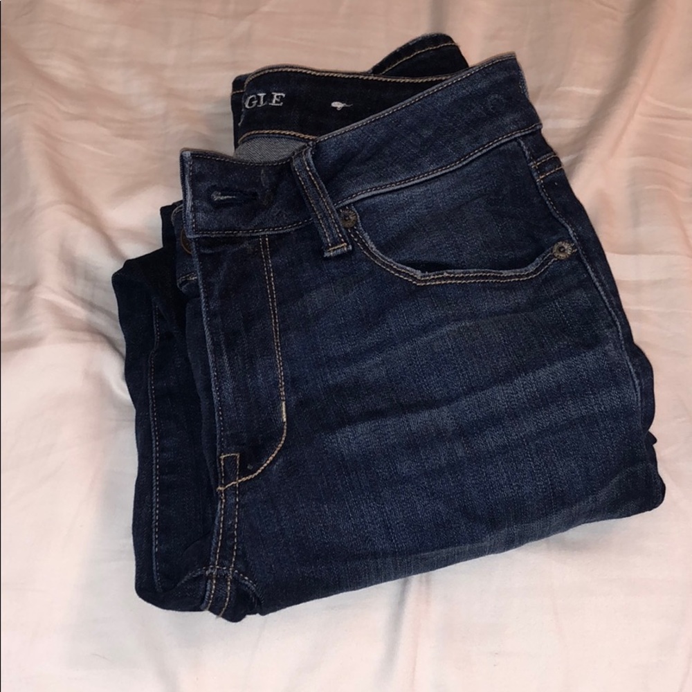 american eagle super stretch darkwash skinny jeans
